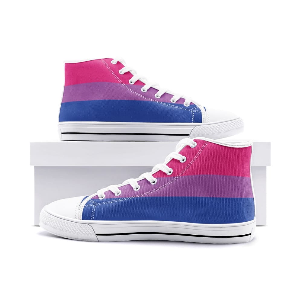 bisexual shoes, bi pride flag sneakers, white