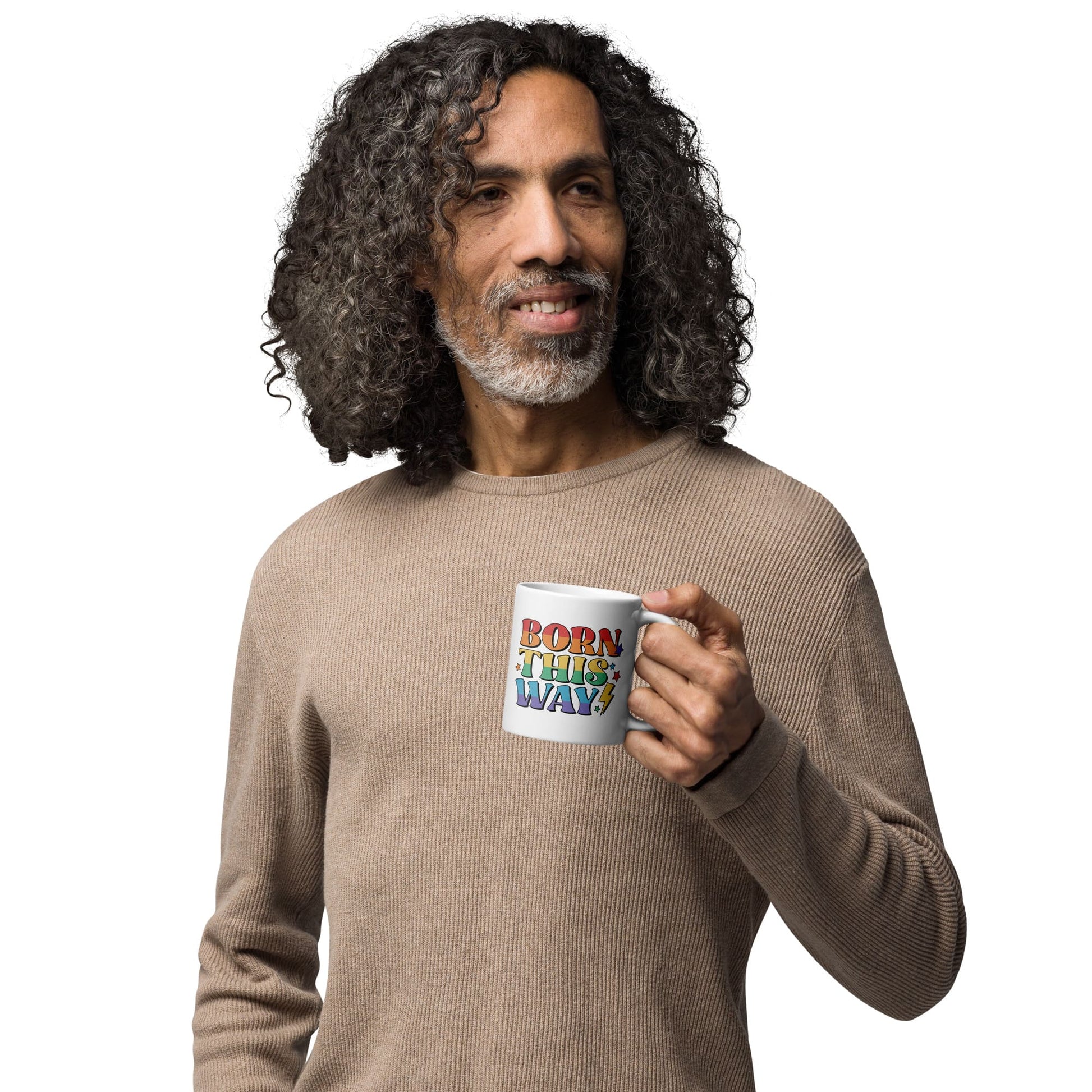 LGBTQ pride mug, born this way coffee or tea cup, model