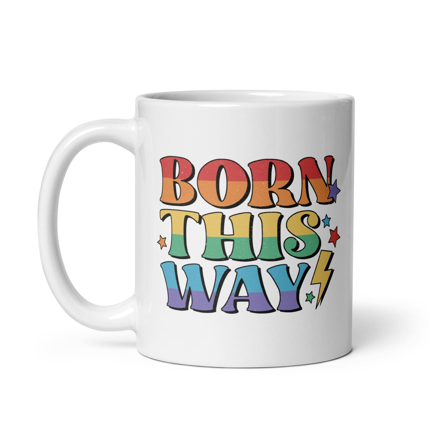LGBTQ pride mug, born this way coffee or tea cup left