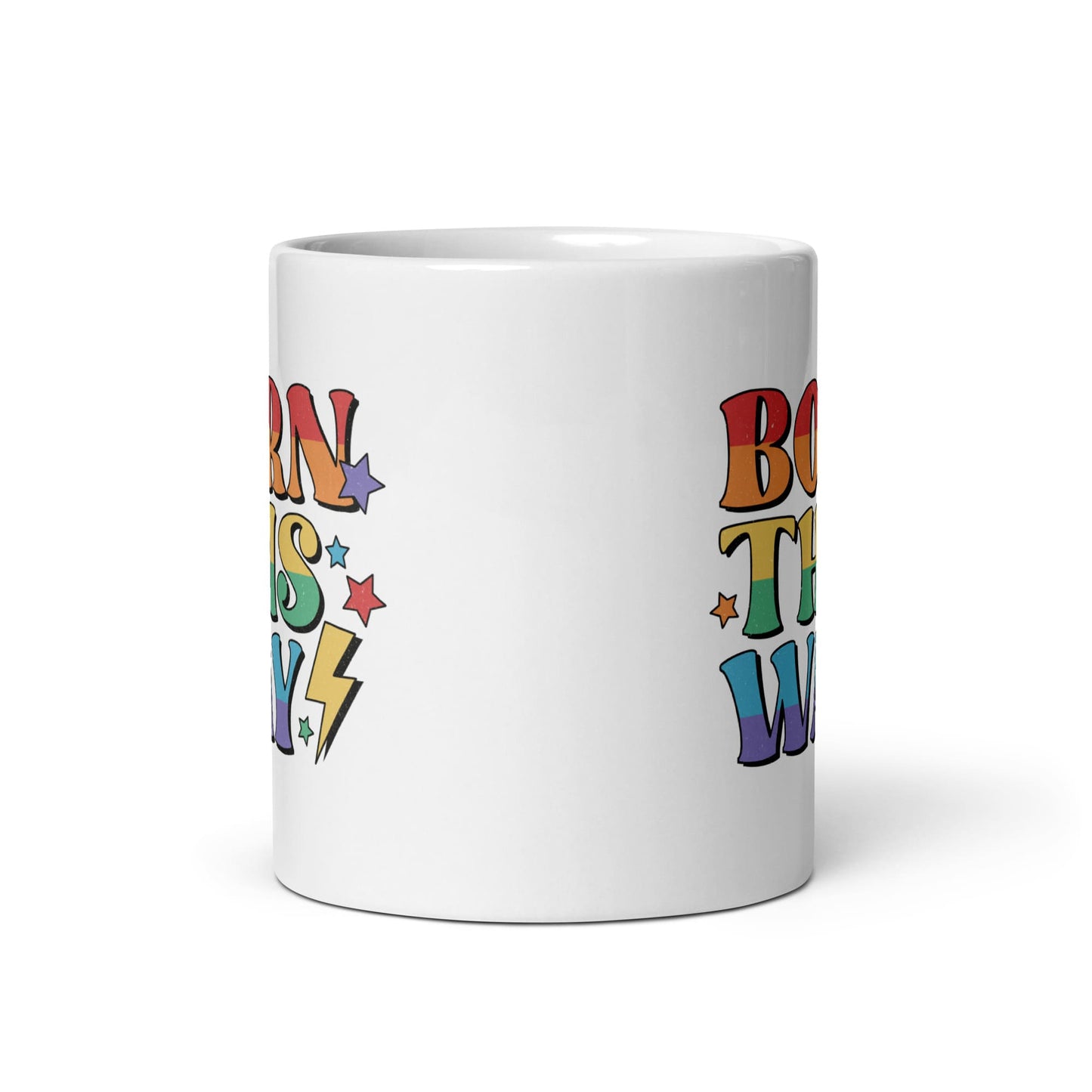 LGBTQ pride mug, born this way coffee or tea cup middle