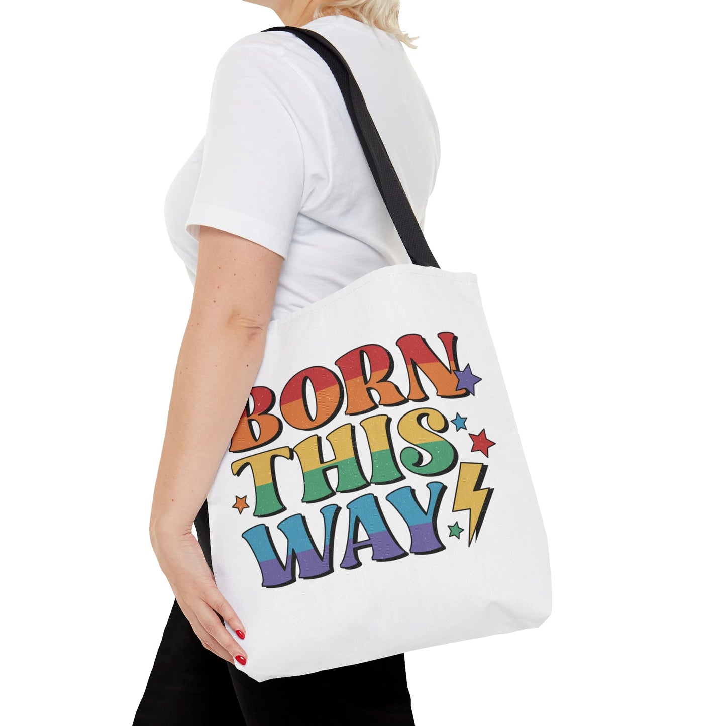 LGBTQ pride tote bag, born this way bag, medium