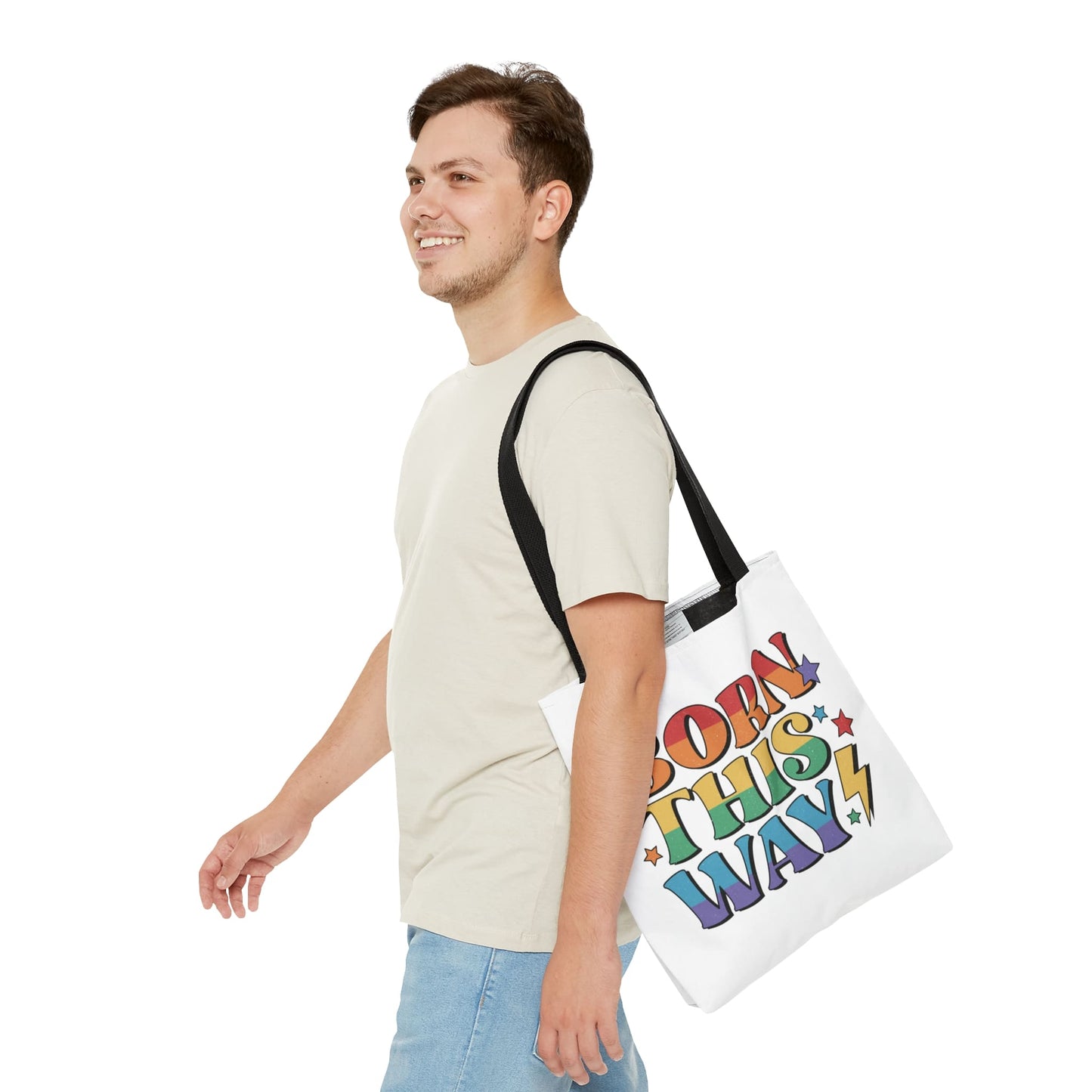 LGBTQ pride tote bag, born this way bag, medium