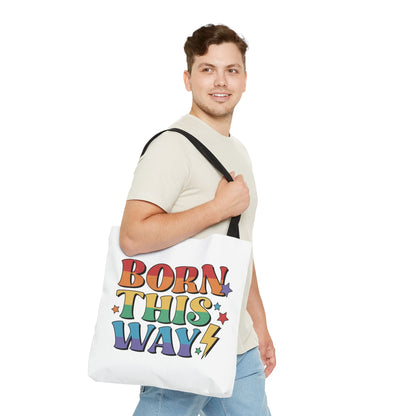 LGBTQ pride tote bag, born this way bag, large