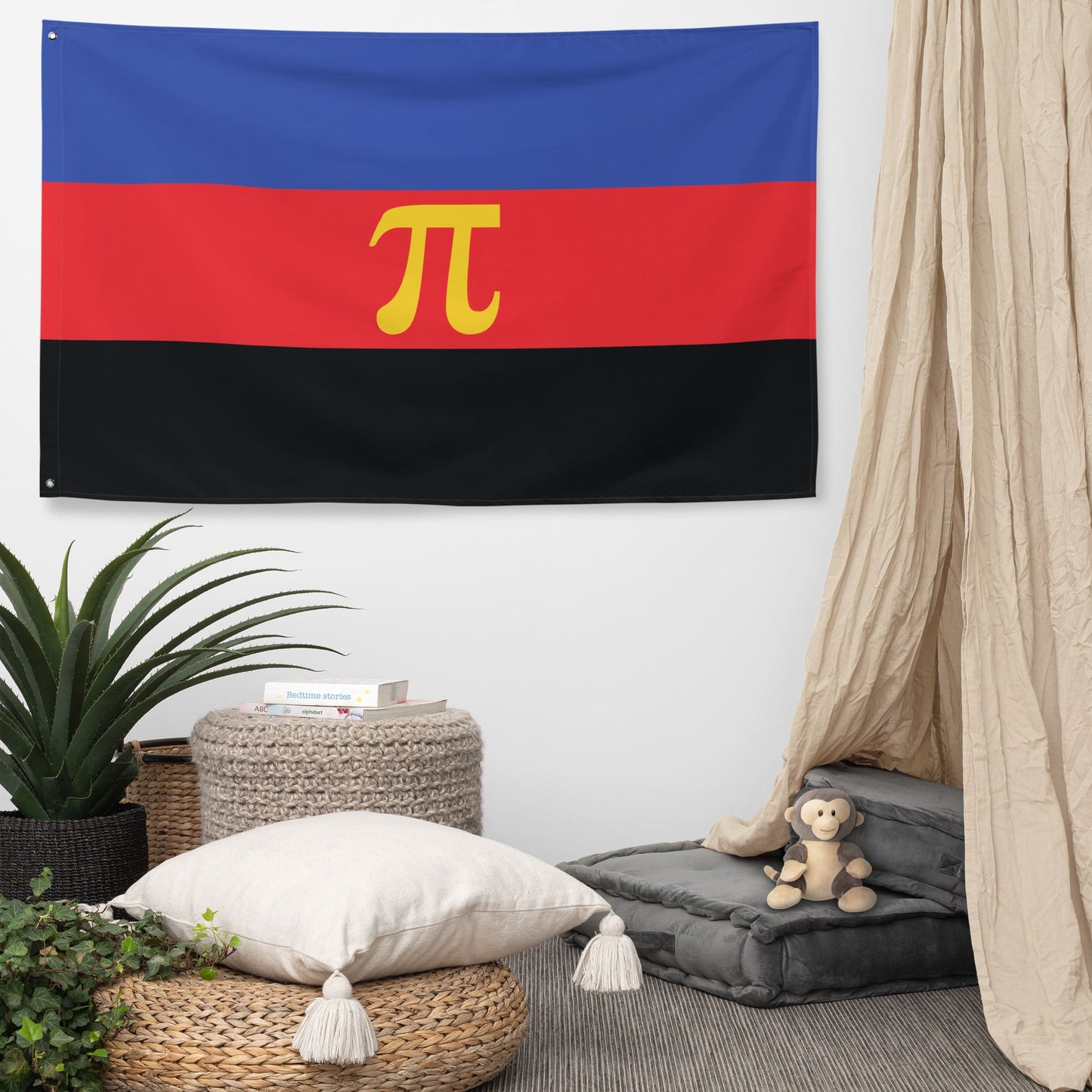 Classic polyamory flag wall tapestry, in use
