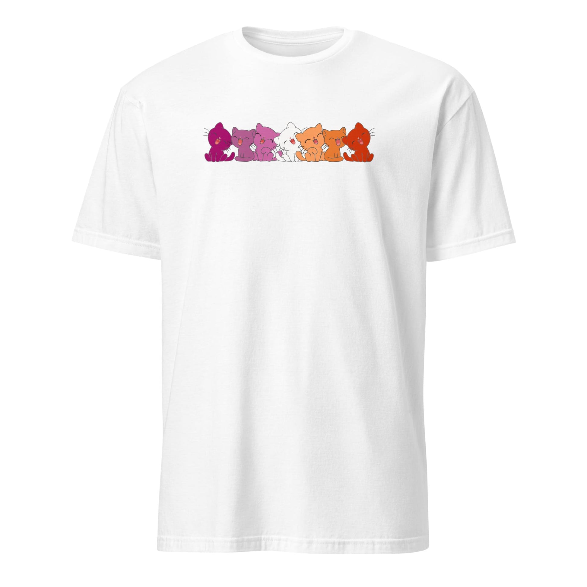 lesbian shirt, cute cats sunset flag colors tee, white