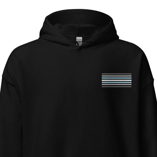 demiboy hoodie, subtle demigender pride flag embroidered pocket design hooded sweatshirt, main