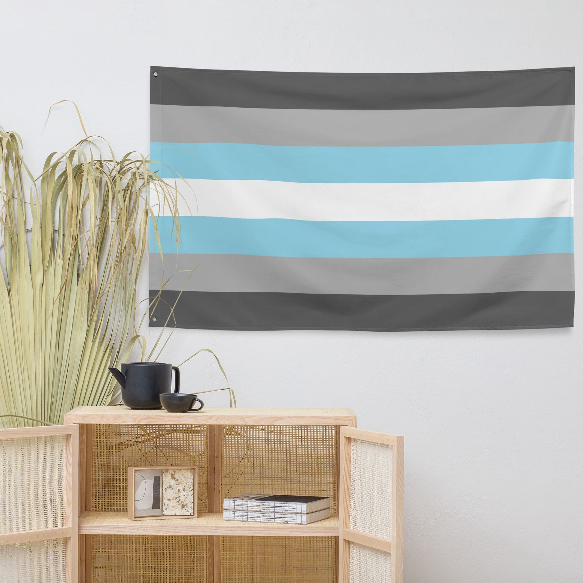 Demiboy flag wall tapestry, in use
