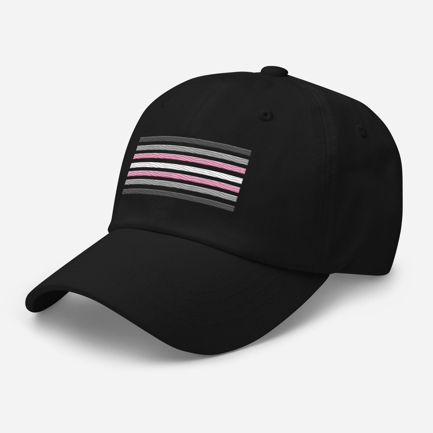 demigirl hat, demigender pride flag embroidered cap, left