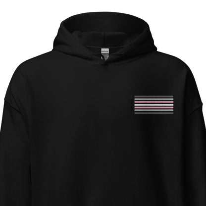 demigirl hoodie, subtle demigender pride flag embroidered pocket design hooded sweatshirt, main
