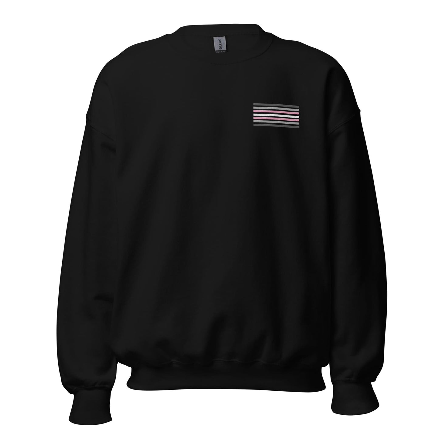 demigirl sweatshirt, subtle demigender pride flag embroidered pocket design sweater, hang