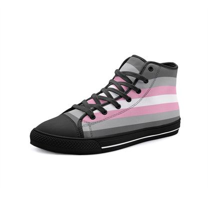 demigirl shoes, demiwoman pride flag sneakers, black