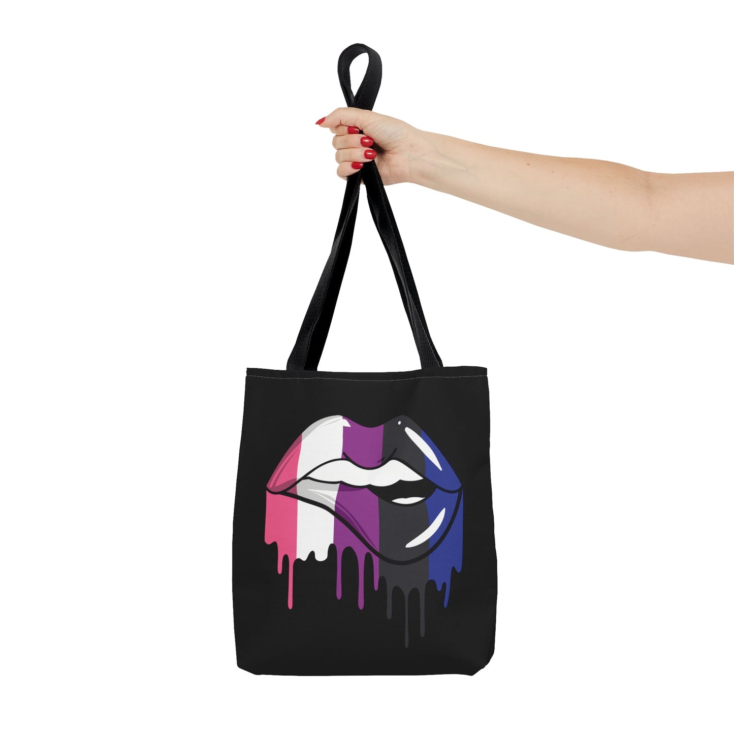 genderfluid tote bag, sexy dripping lips, small