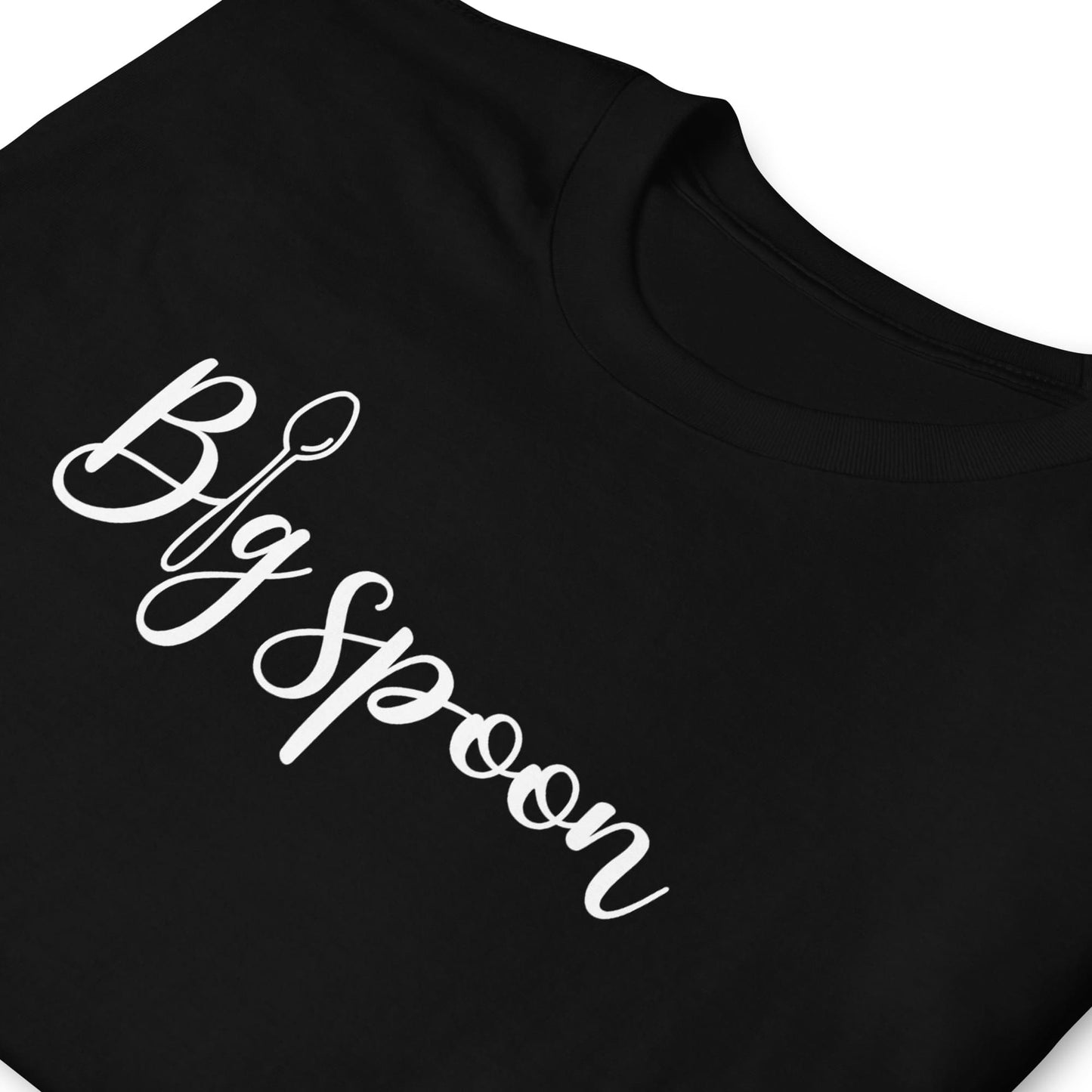 Black polyamory ENM shirt with 'Big Spoon' text and spoon graphic on a white background