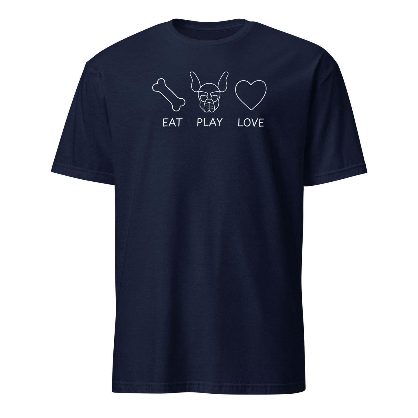 Navy blue t-shirt with white graphic design and text on a white background: Pup Play Shirt, Funny Pet Play Tee, Puppy & Handler T-shirts, Human Puppy Shirt, Puppy Hood Tee, Gift, Petplay Gift
