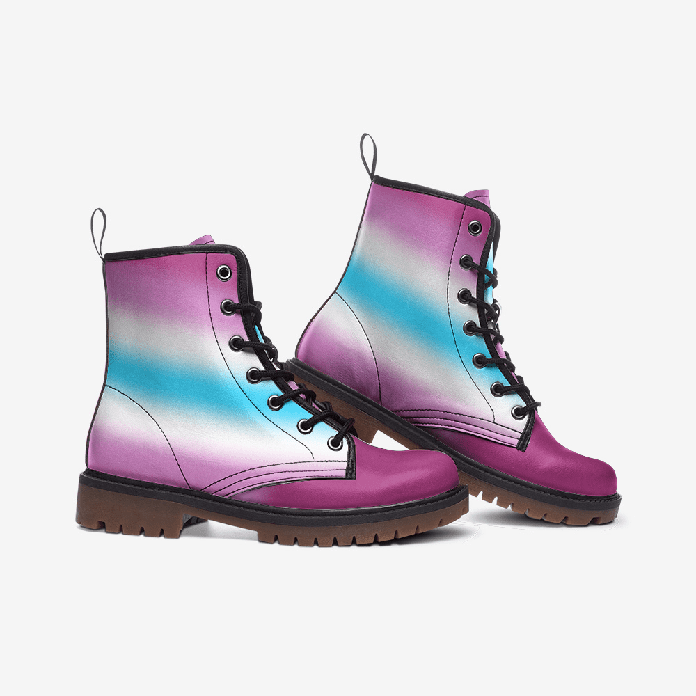 femboy shoes, femboi pride combat boots, side