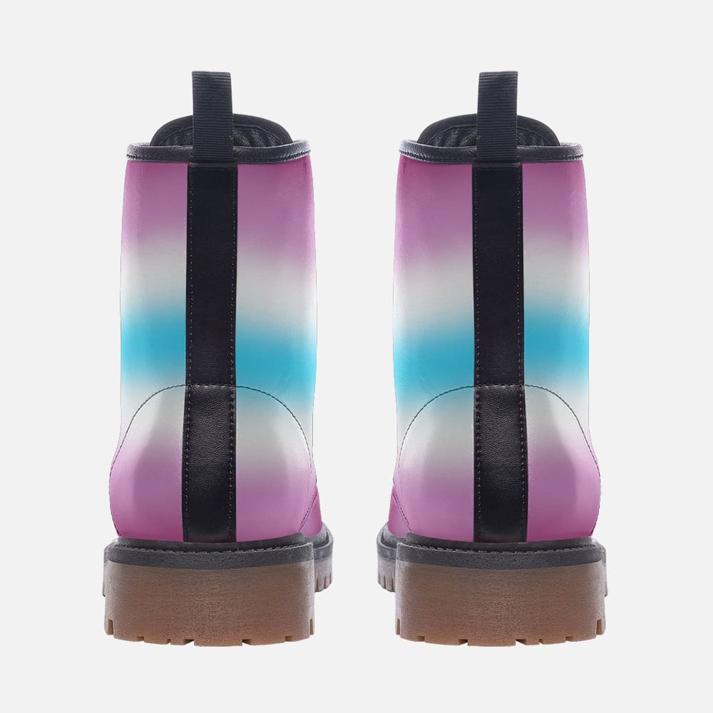 femboy shoes, femboi pride combat boots, back