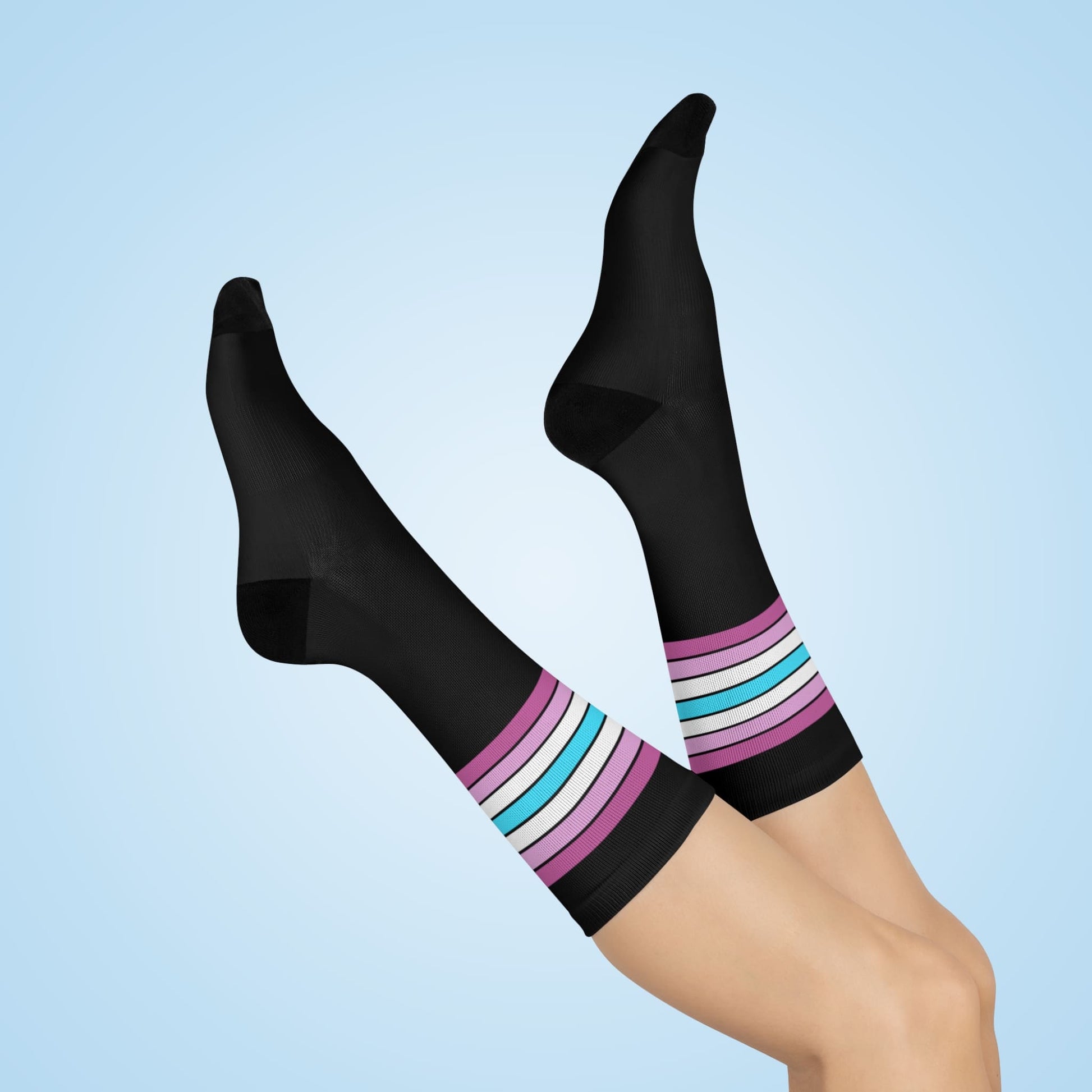 femboy flag socks, in air