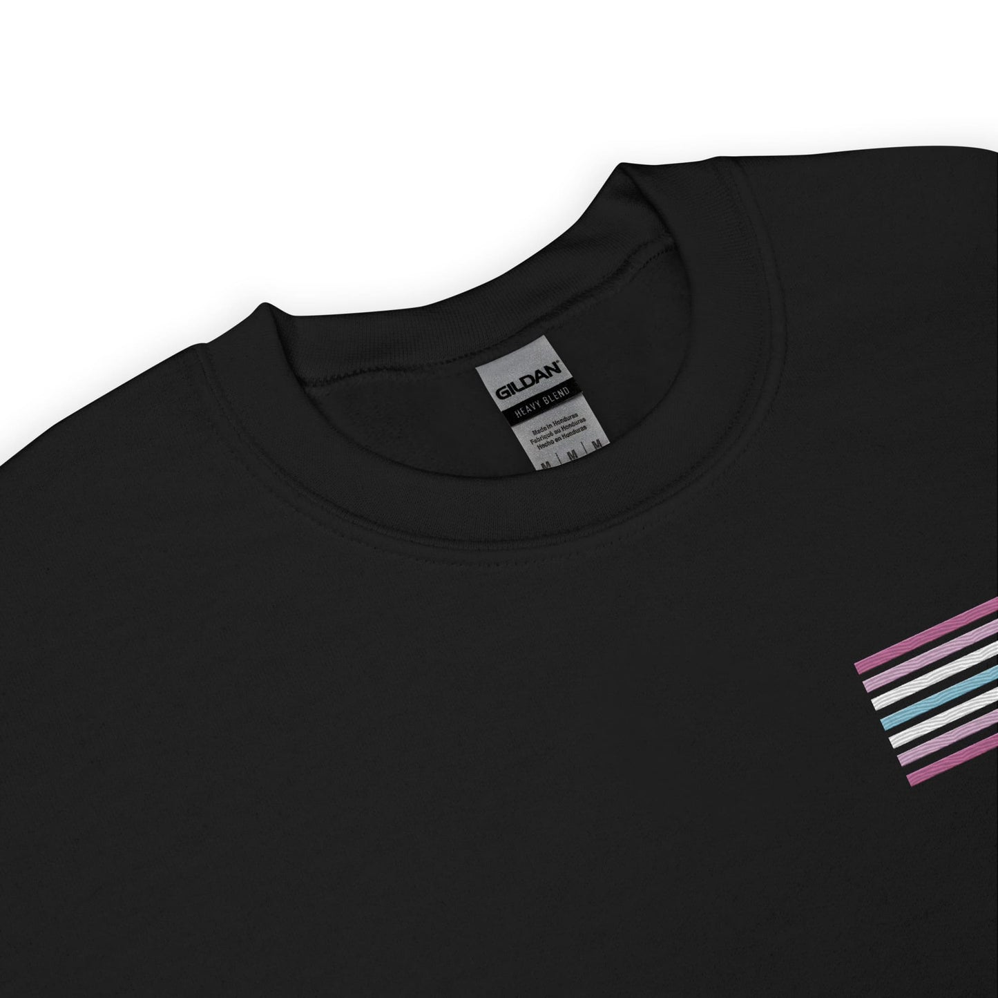 femboy sweatshirt, subtle femboi pride flag embroidered pocket design sweater, collar