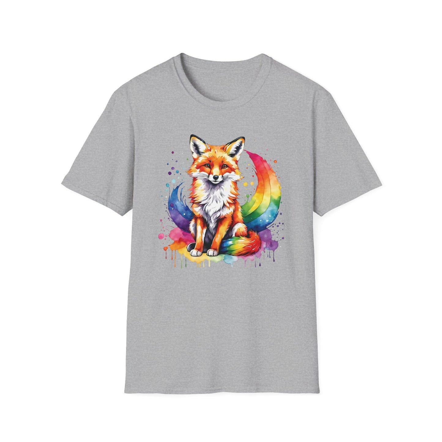 rainbow pride fox t-shirt - gray