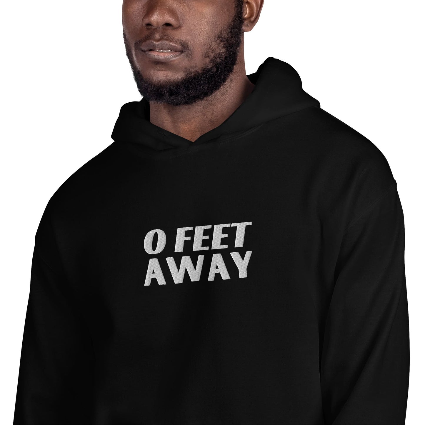 mlm gay hoodie, funny embroidered grindr quote, model 1 zoom