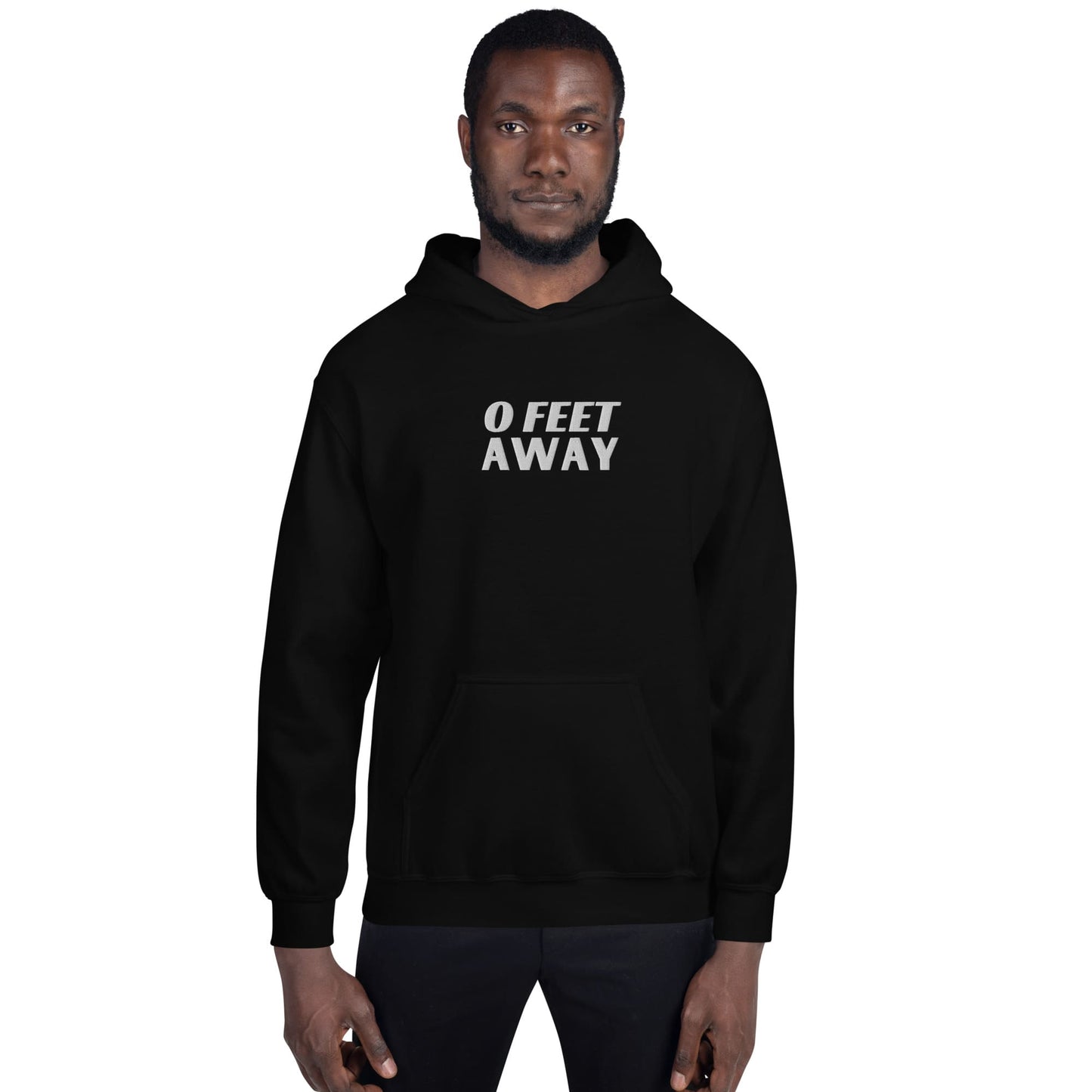 mlm gay hoodie, funny embroidered grindr quote, model 1
