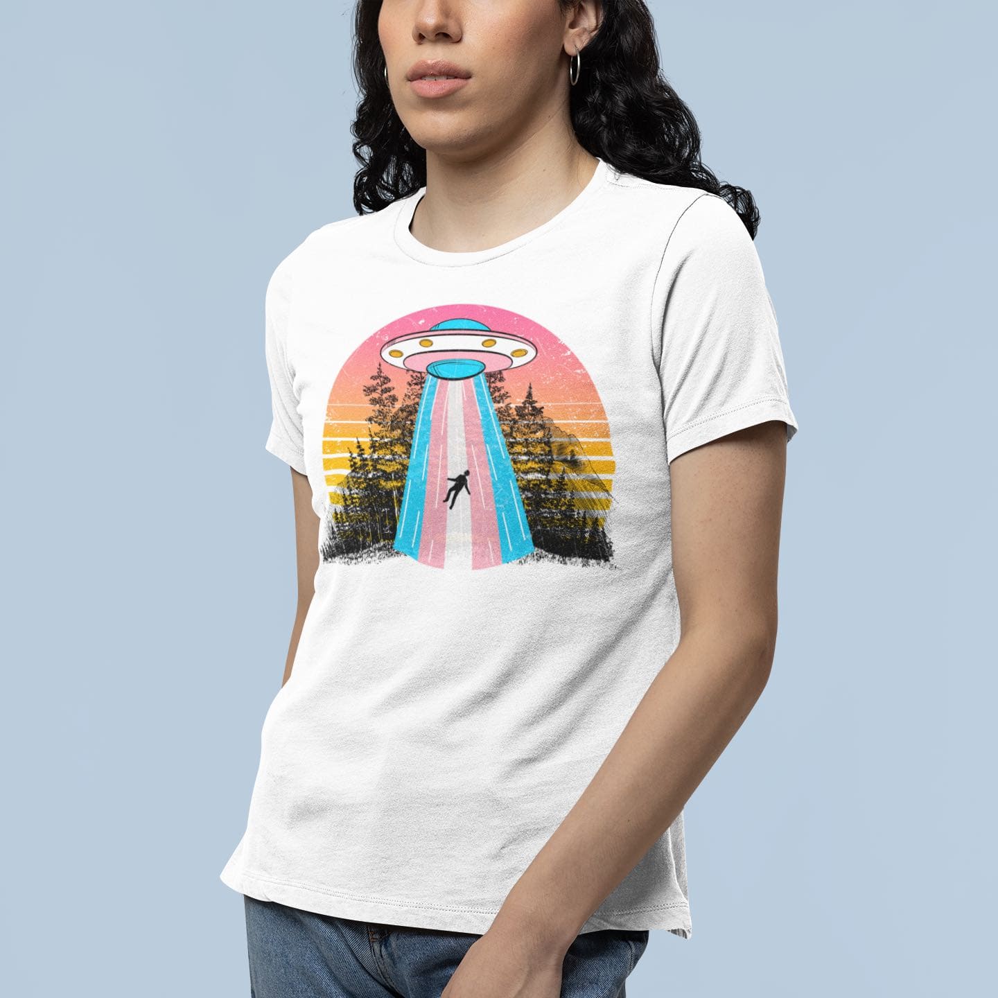 transgender shirt, UFO abduction by aliens, in use