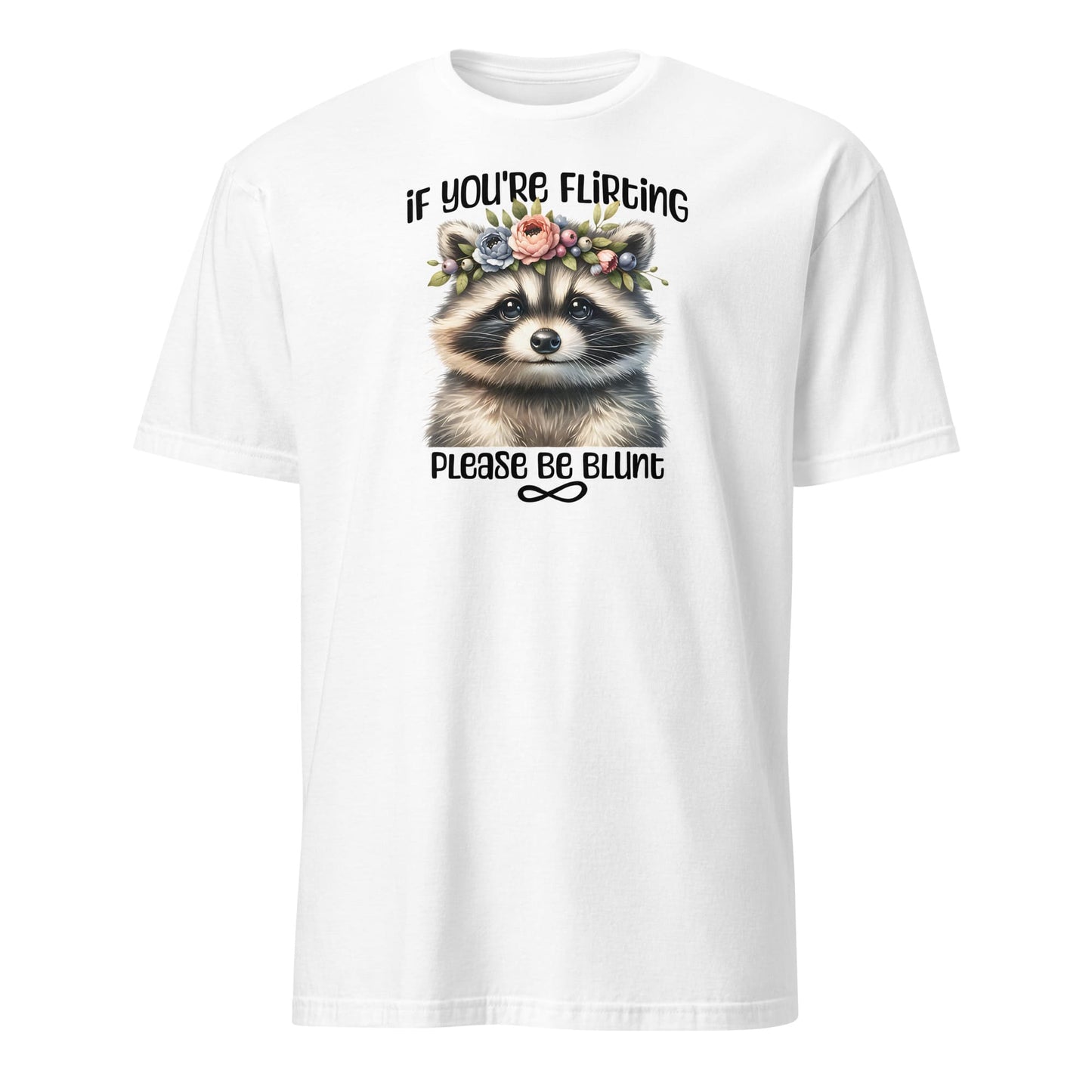 White t-shirt with a raccoon graphic and text on a white background: Subtle Neurodivergent Shirt, Autism Awareness Tee, ADHD AuDHD Warrior T-Shirt, Cute Raccoon Shirt For Neurospicy, Neurodivergent Gift