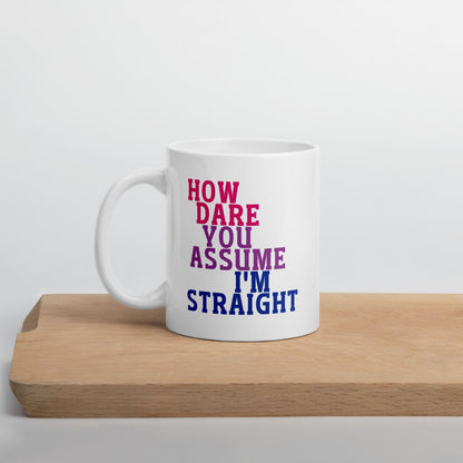 funny bisexual coffee mug, on table