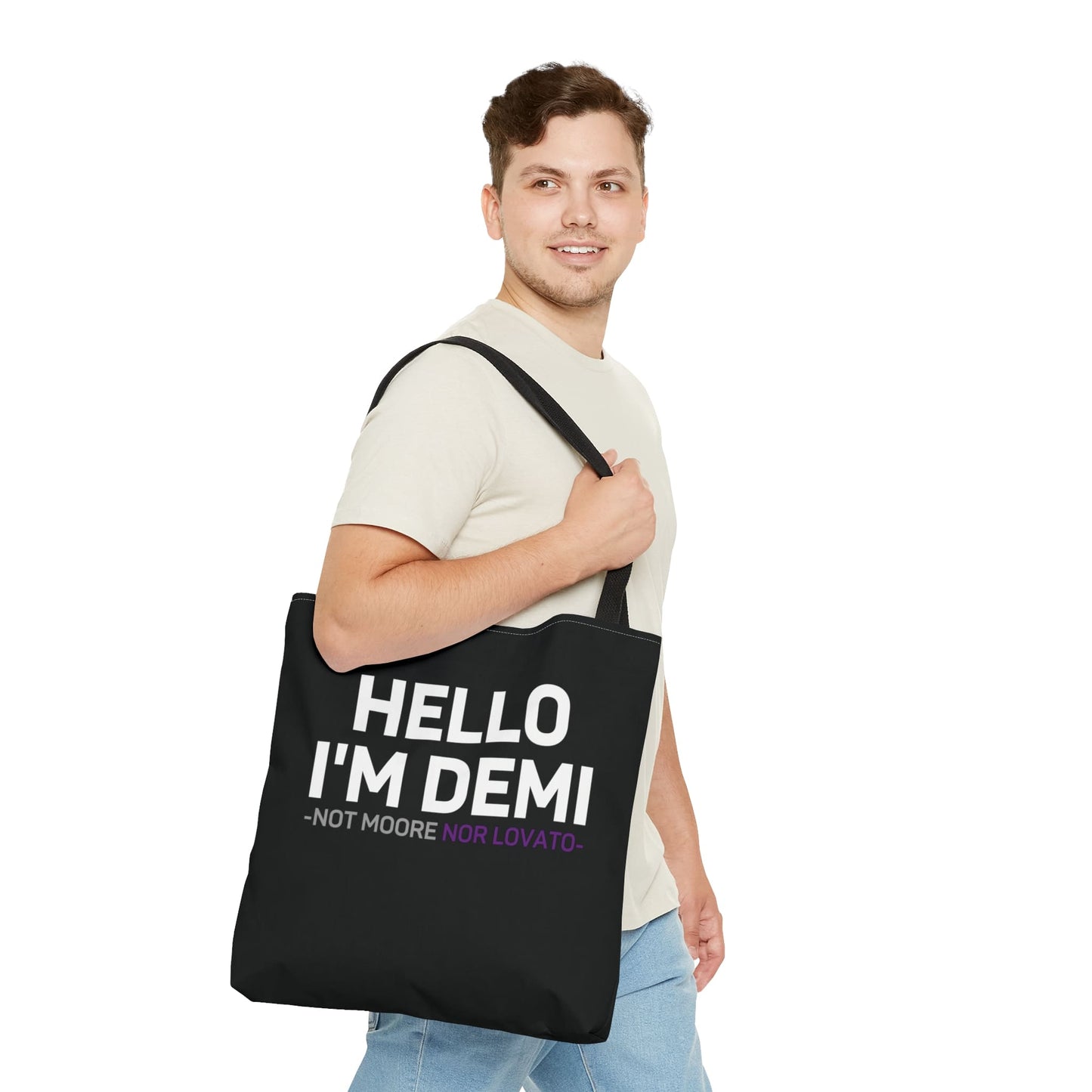 funny demisexual tote bag, large