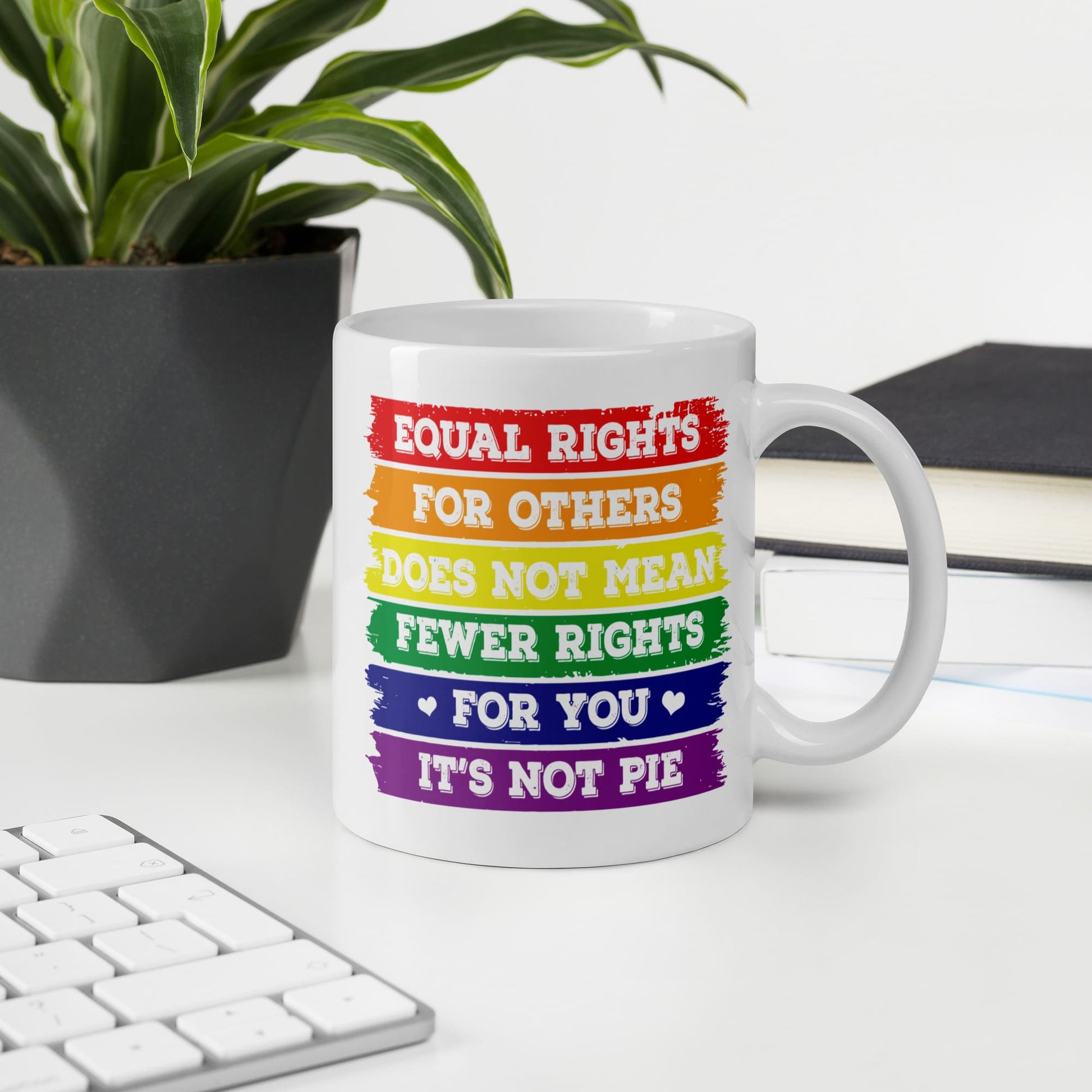 LGBTQ equal rights coffee or tea mug on desk