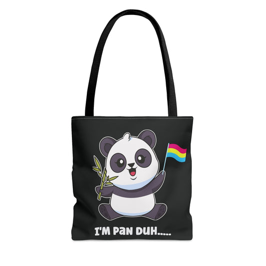 pansexual tote bag, cute panda with pan pride flag bag