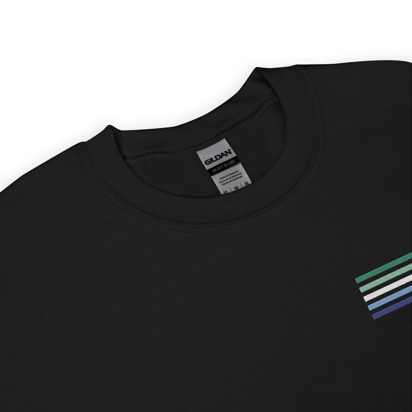gay mlm sweatshirt, subtle vincian flag embroidered pocket design sweater, collar