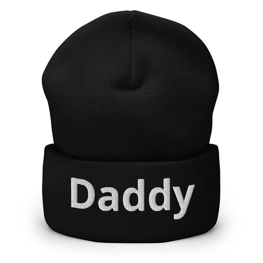 gay daddy beanie, embroidered mlm hat, black
