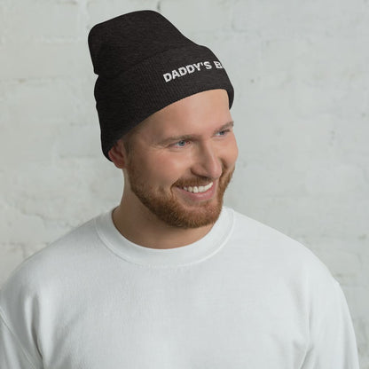 daddy's boy beanie, gay mlm embroidered hat, in use