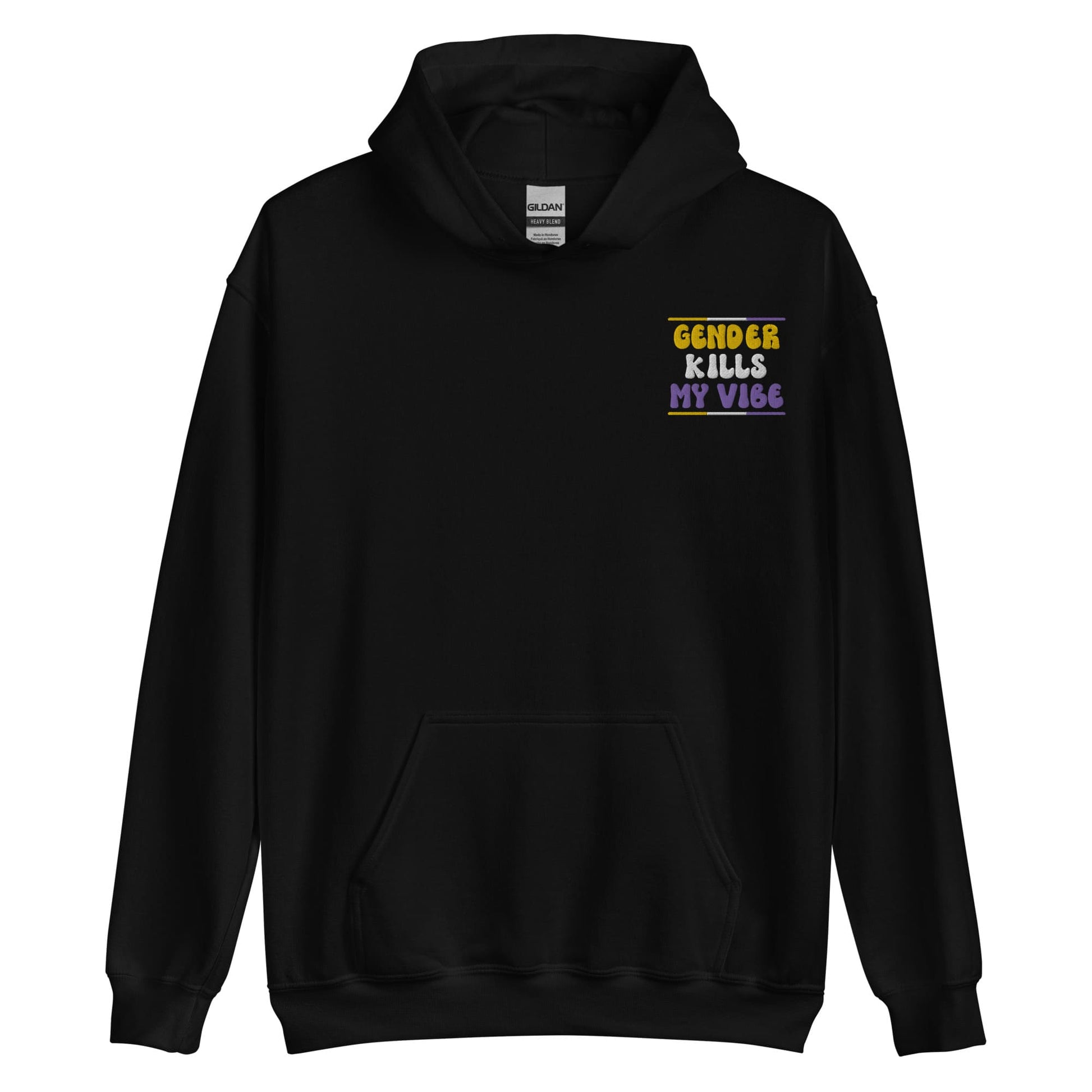 Gender kills my vibe nonbinary hoodie, embroidery