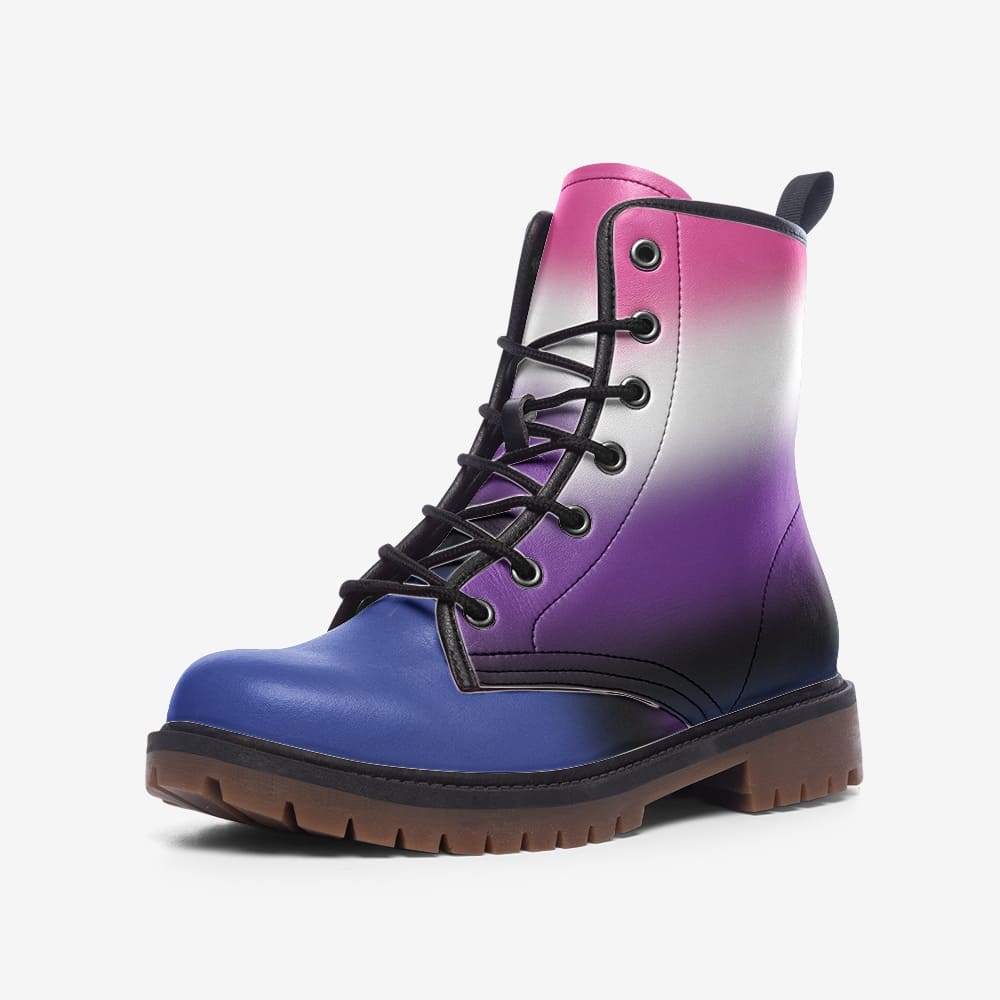 genderfluid shoes, gender fluid pride combat boots