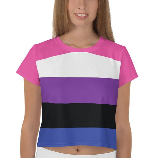 genderfluid crop top, model 1 front