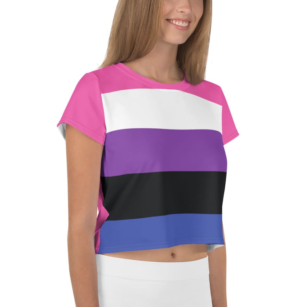 genderfluid crop top, model 1 right