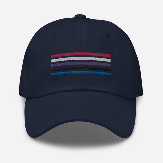 genderfluid hat, gender fluid pride flag embroidered cap, navy