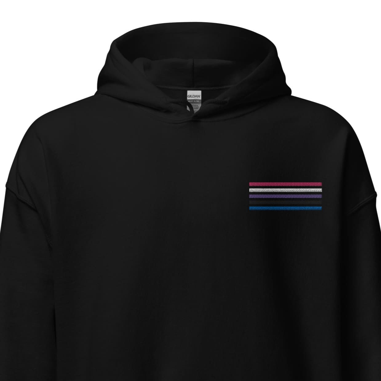 genderfluid hoodie, subtle gender fluid pride flag embroidered pocket design hooded sweatshirt, main