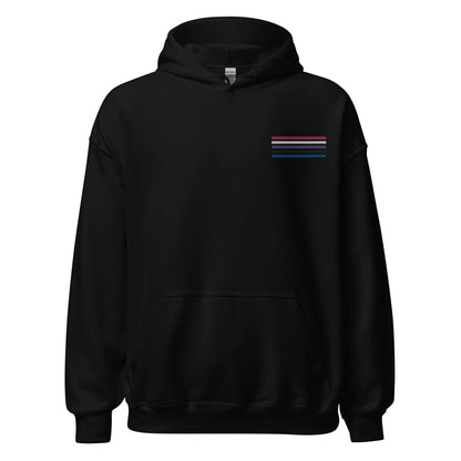 genderfluid hoodie, subtle gender fluid pride flag embroidered pocket design hooded sweatshirt, hang