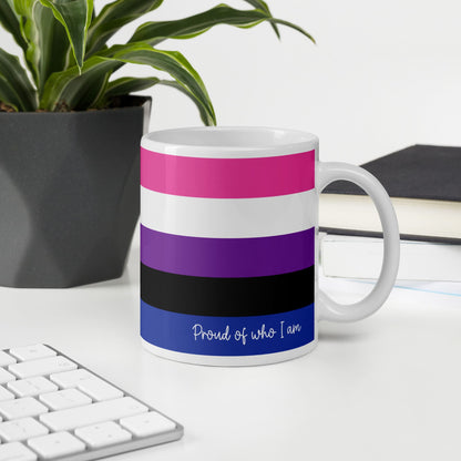 genderfluid coffee mug on desk