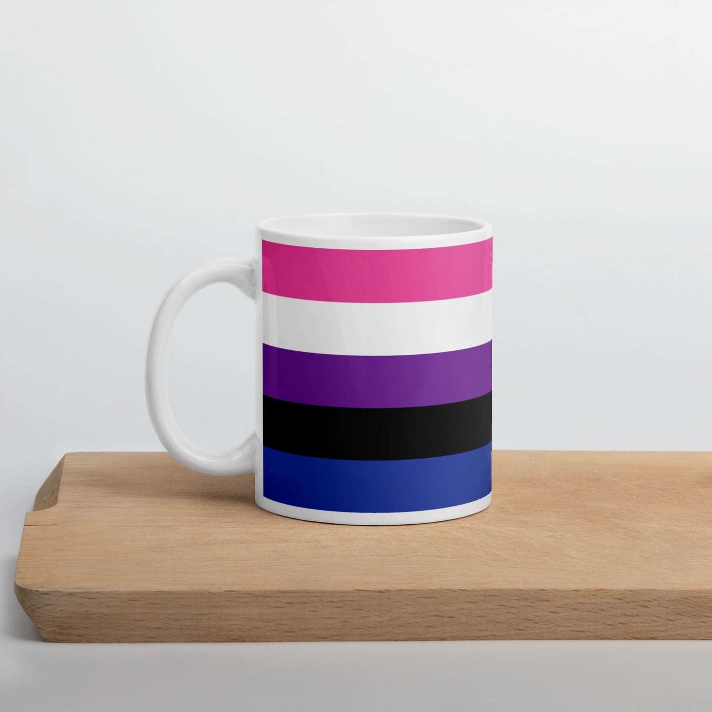 genderfluid coffee mug on table