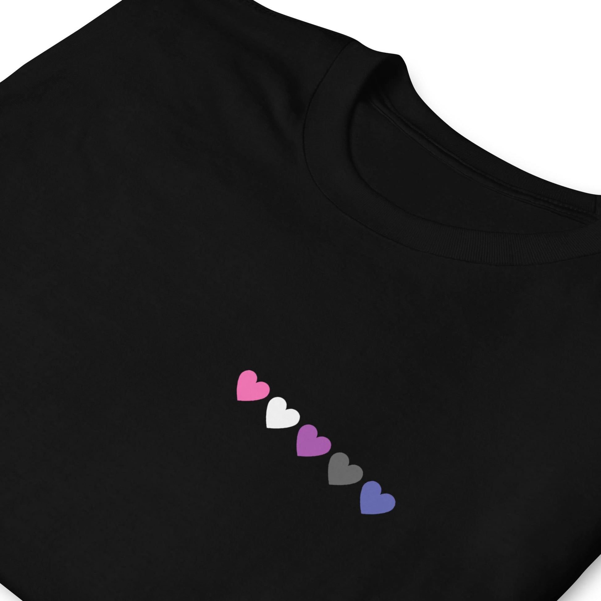 genderfluid shirt, subtle gender fluid pride pocket design tee, zoom