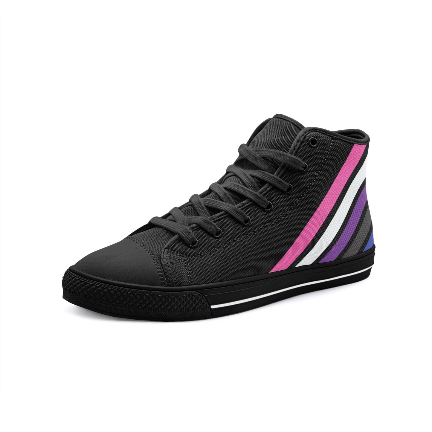 genderfluid shoes, subtle gender fluid sneakers, black