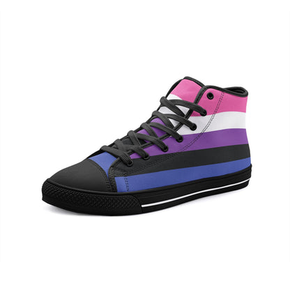 genderfluid shoes, gender fluid pride flag sneakers, black