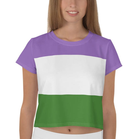 genderqueer crop top, model 1 front