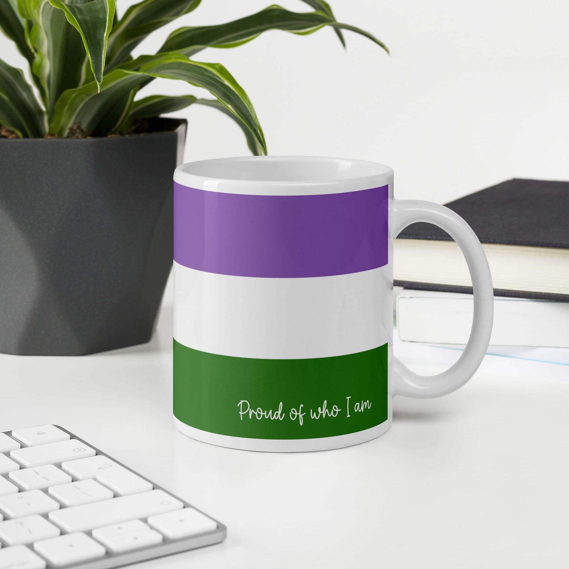 genderqueer coffee mug on desk