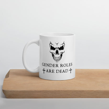 nonbinary mug, gothic enby pride coffee or tea cup, on table
