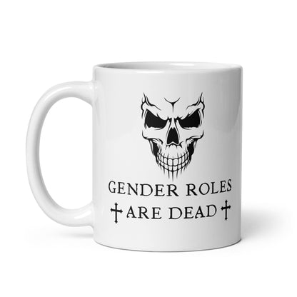 nonbinary mug, gothic enby pride coffee or tea cup, left
